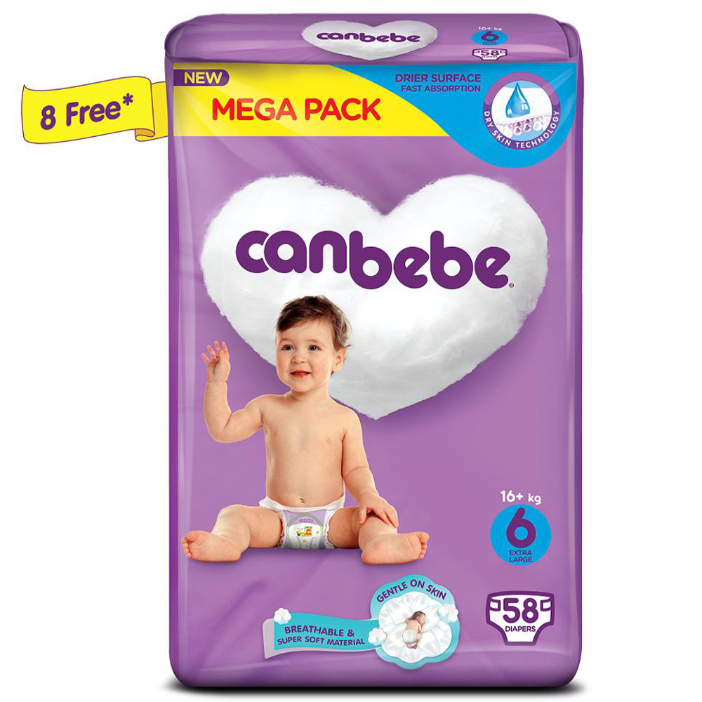 CanbebeSize6MegaPack58pcs.png Canbebe Diapers XXL | Size 6 | 58 Pcs - Image 1