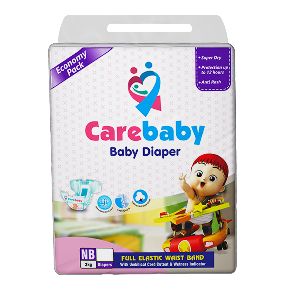 CarebabyNBEco_5808a8c7-54da-4f94-8a9c-d9ca4e7feaea.png Carebaby Diapers Newborn | Size 1 | 52 Pcs - Image 1