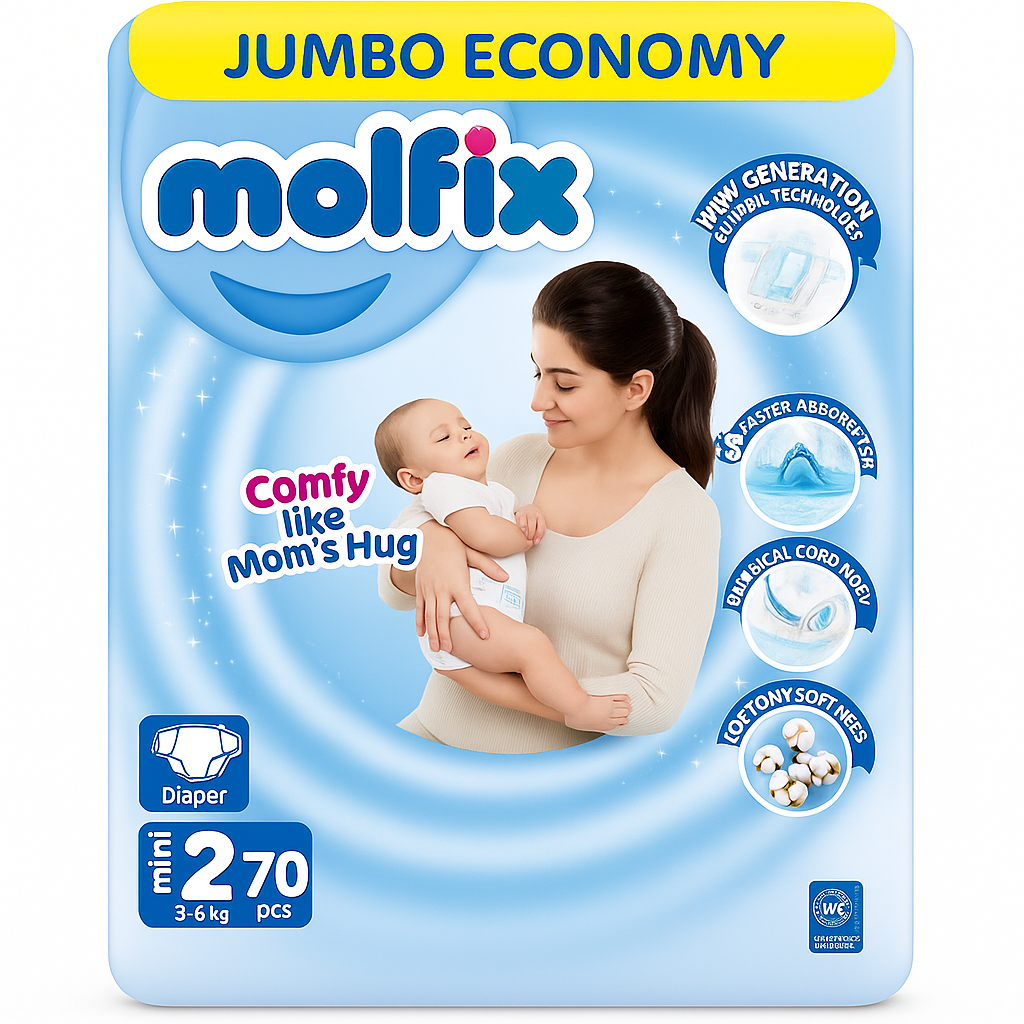 ChatGPT_Image_Nov_19_2025_05_03_16_PM.png Molfix Diapers Small | Size 2 | 70 Pcs - Image 1