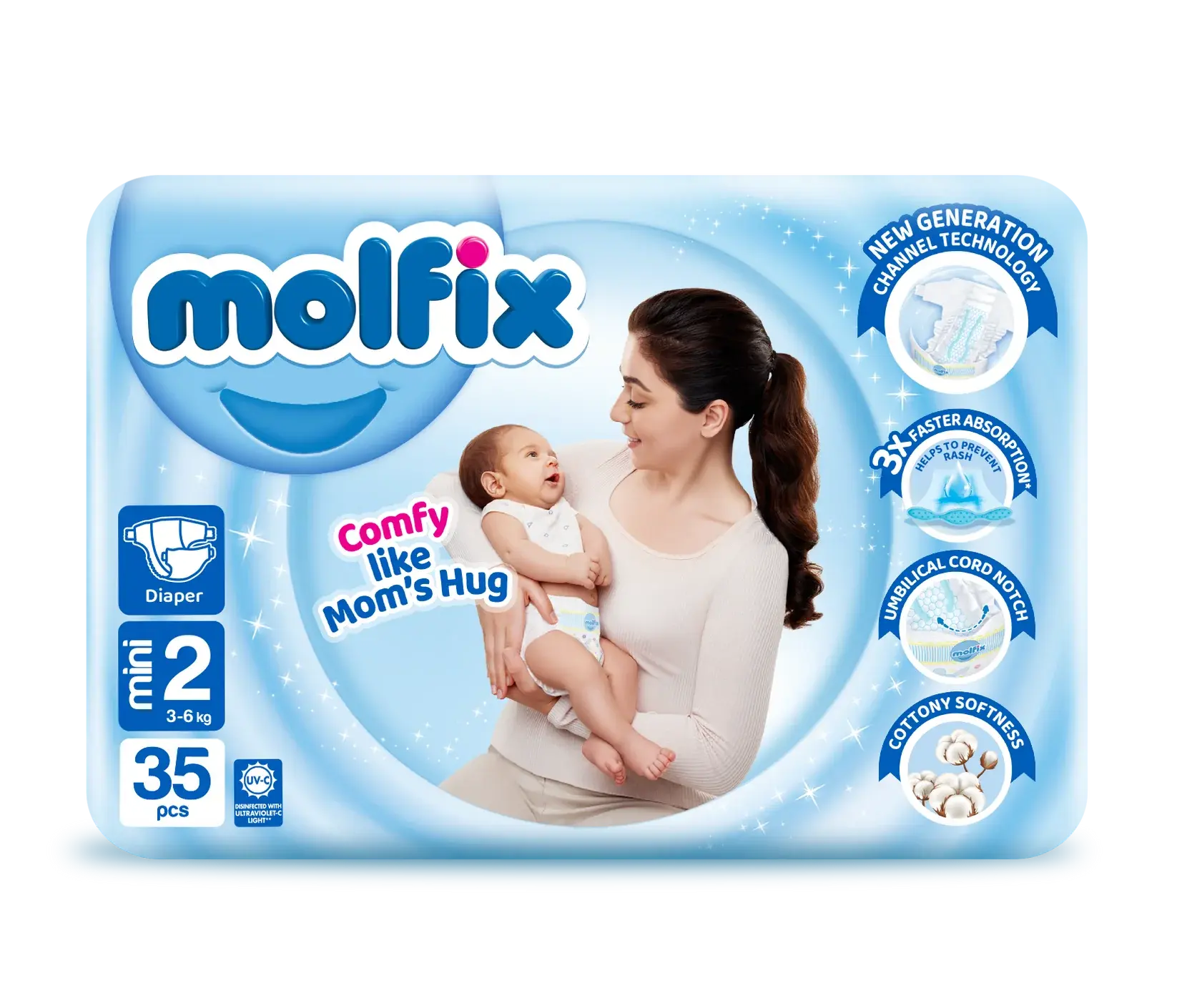 MolfixSize2MediumPack.png Molfix Diapers Small | Size 2 | 35 Pcs - Image 1
