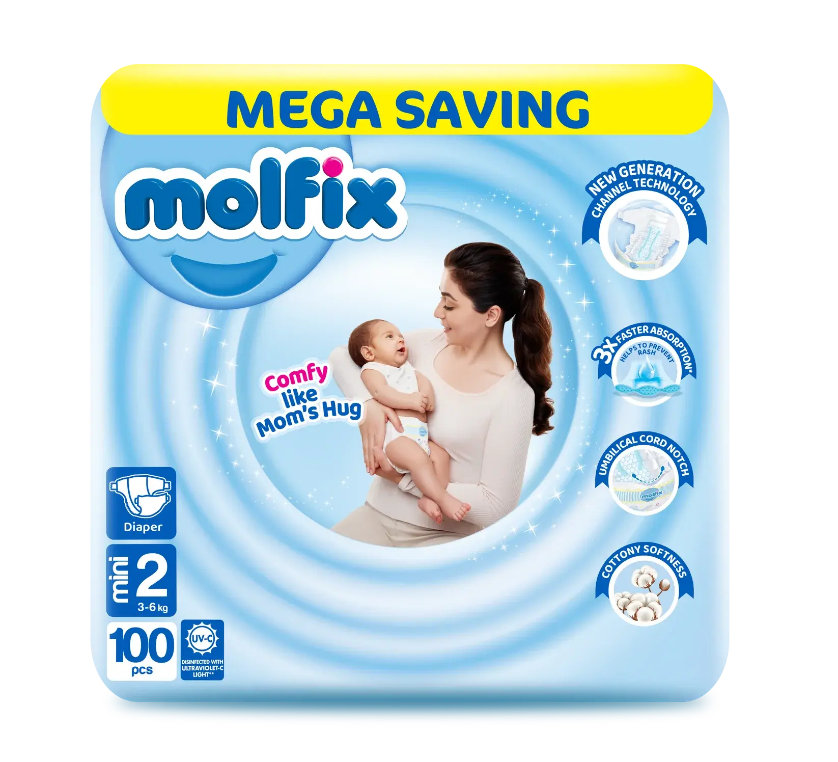 MolfixSize2MegaPack.png Molfix Diapers Small | Size 2 | 100 Pcs - Image 1