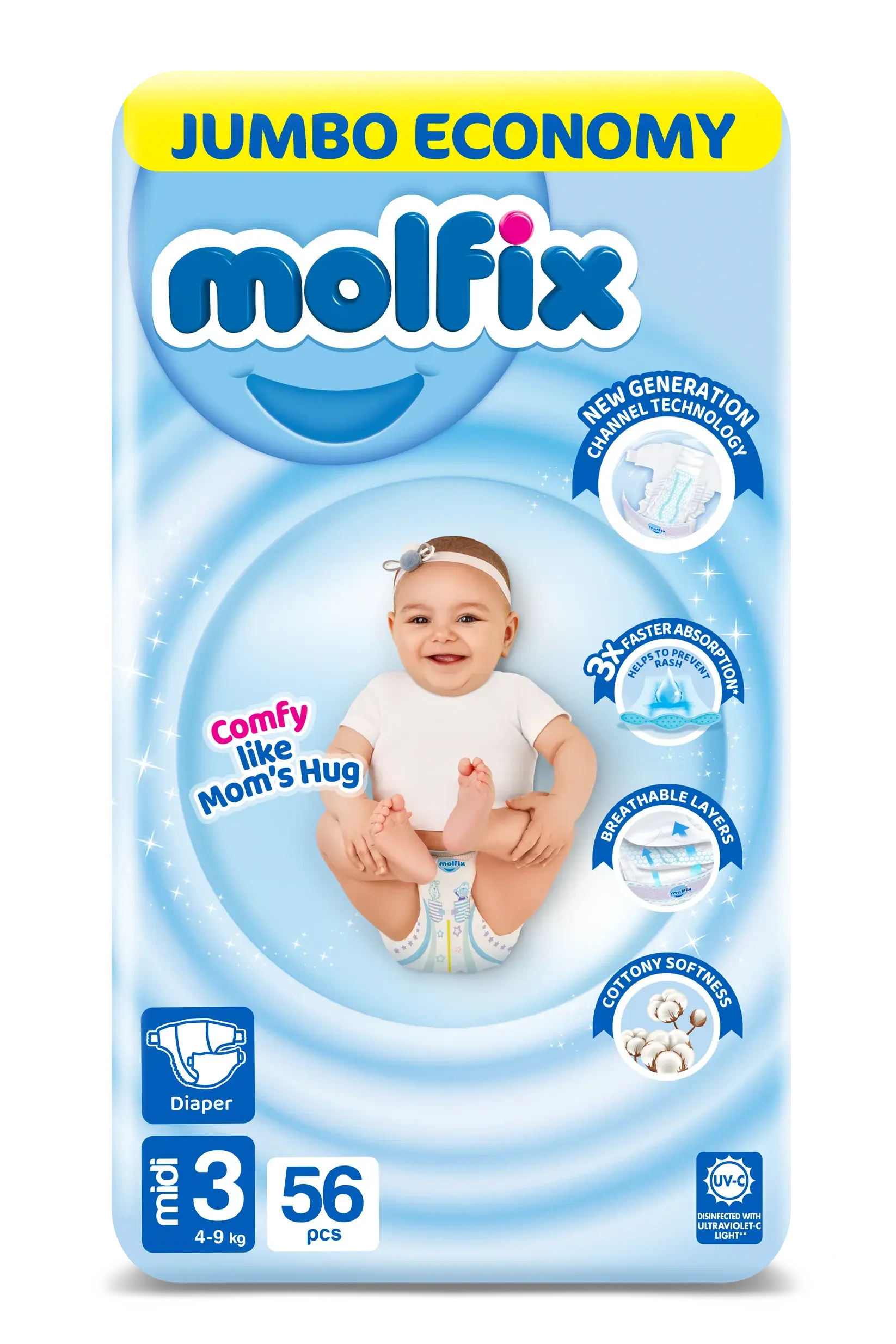 MolfixSize3JumboPack.png Molfix Diapers Medium | Size 3 | 56 Pcs - Image 1