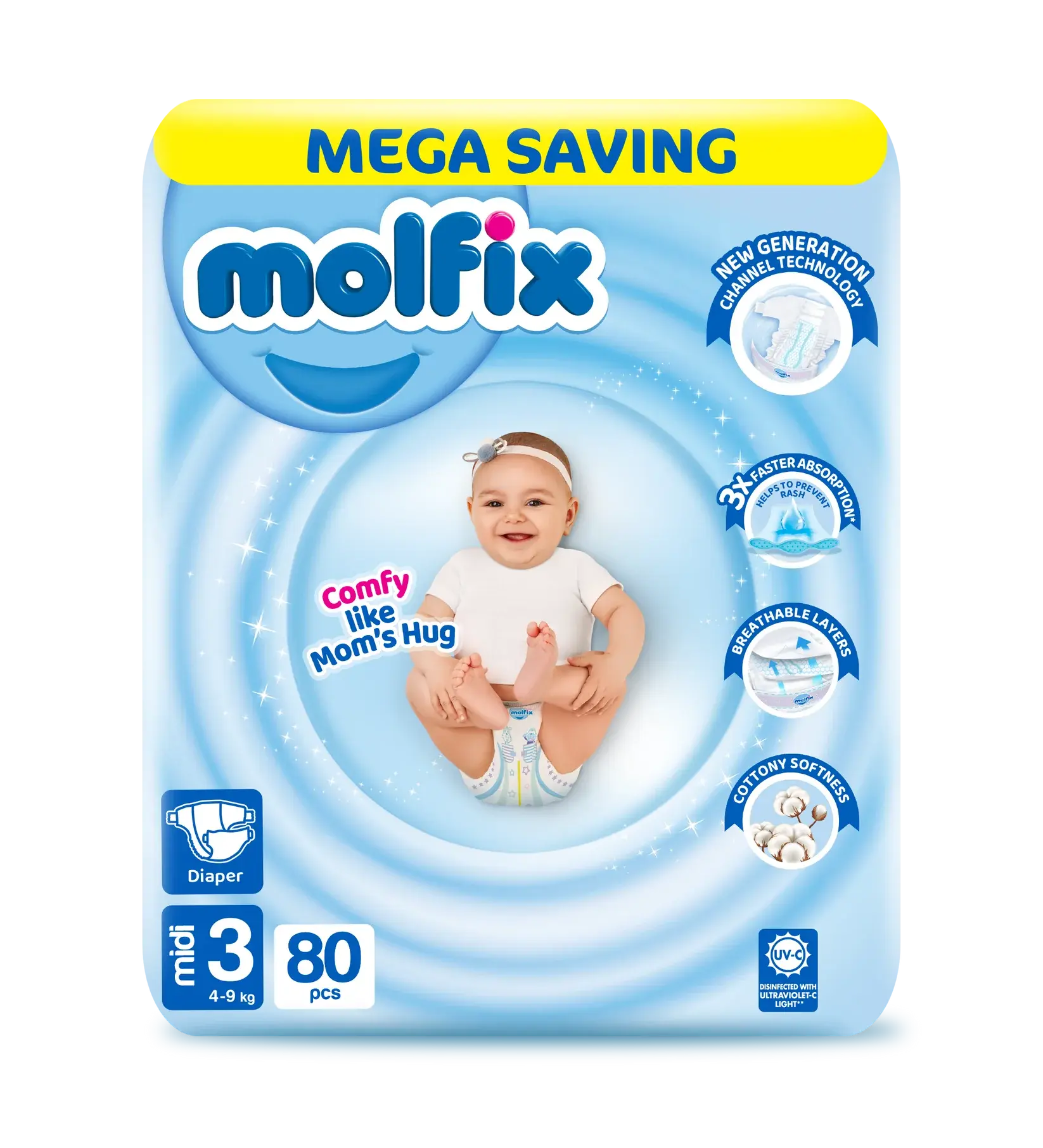 MolfixSize3MegaPack.png Molfix Diapers Medium | Size 3 | 80 Pcs - Image 1