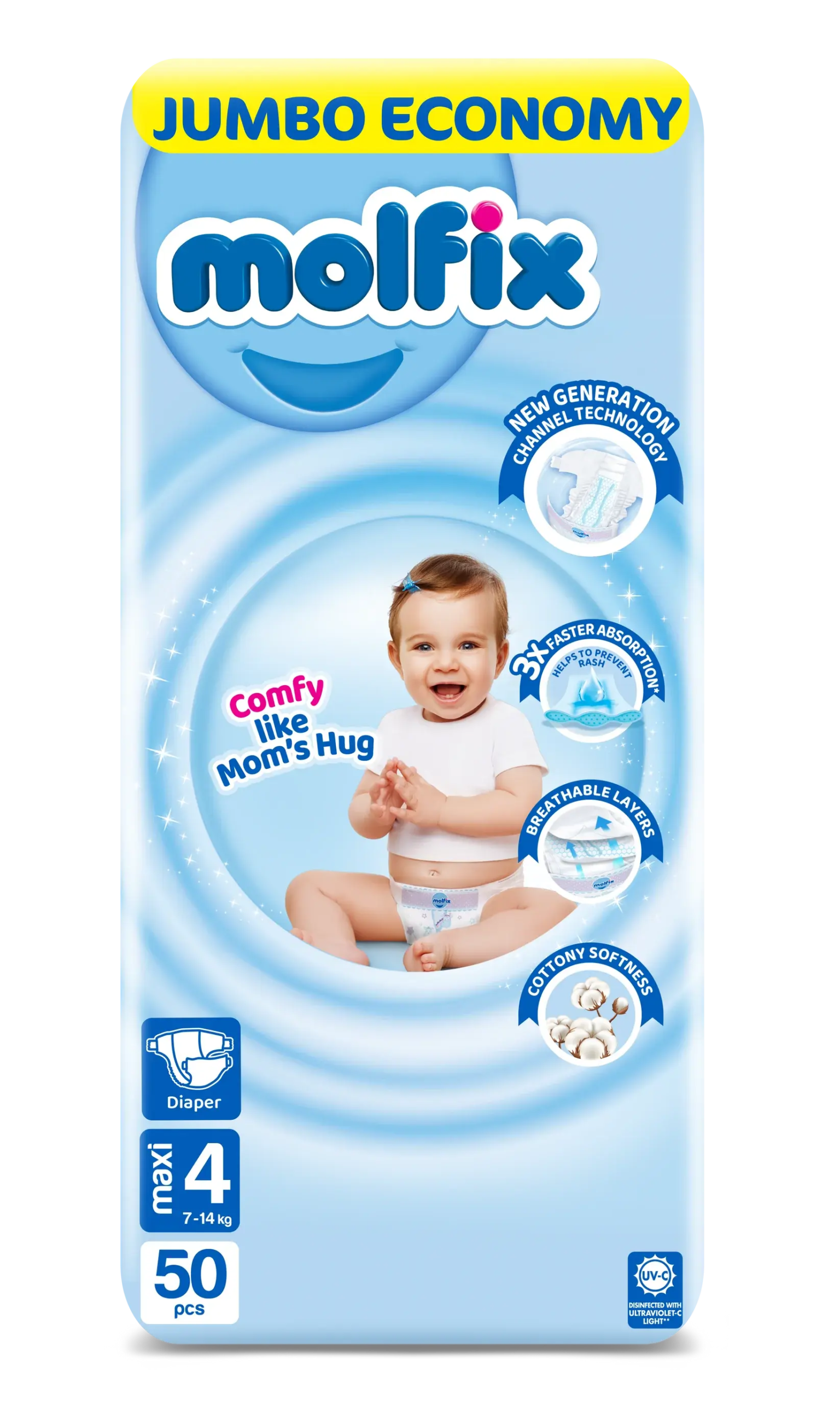 MolfixSize4JumboPack.png Molfix Diapers Large | Size 4 | 50 Pcs - Image 1
