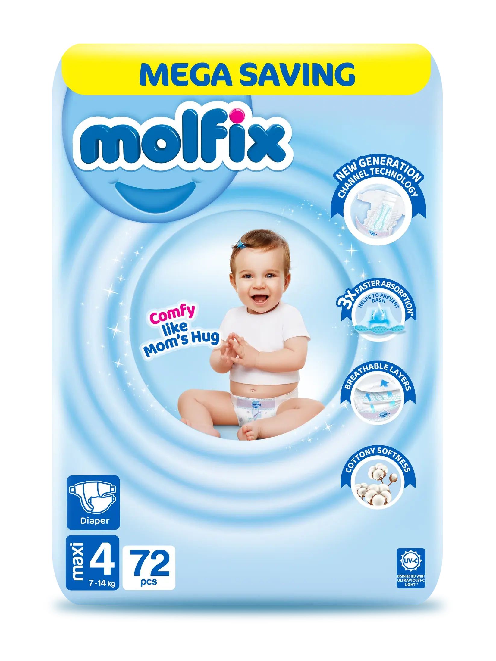 MolfixSize4MegaPack.png Molfix Diapers Large | Size 4 | 72 Pcs - Image 1
