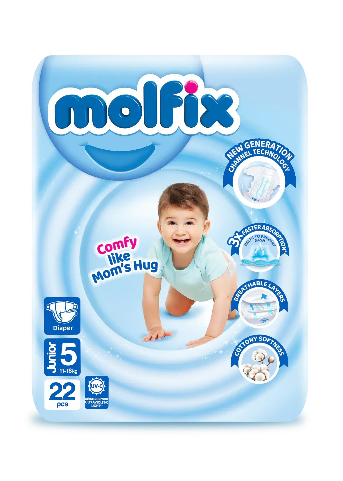 MolfixSize5MediumPack.png Molfix Diapers XL | Size 5 | 22 Pcs - Image 1