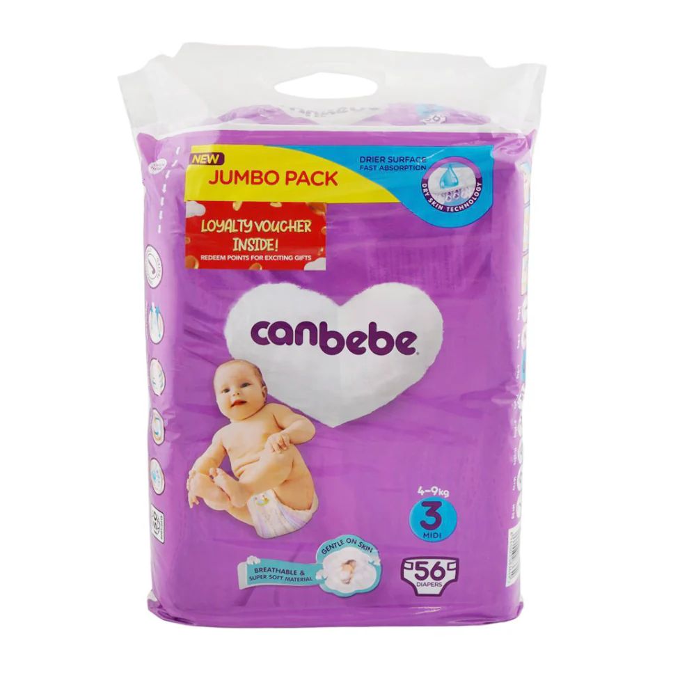 Size356pcs.jpg Canbebe Diapers Medium | Size 3 | 56 Pcs - Image 1